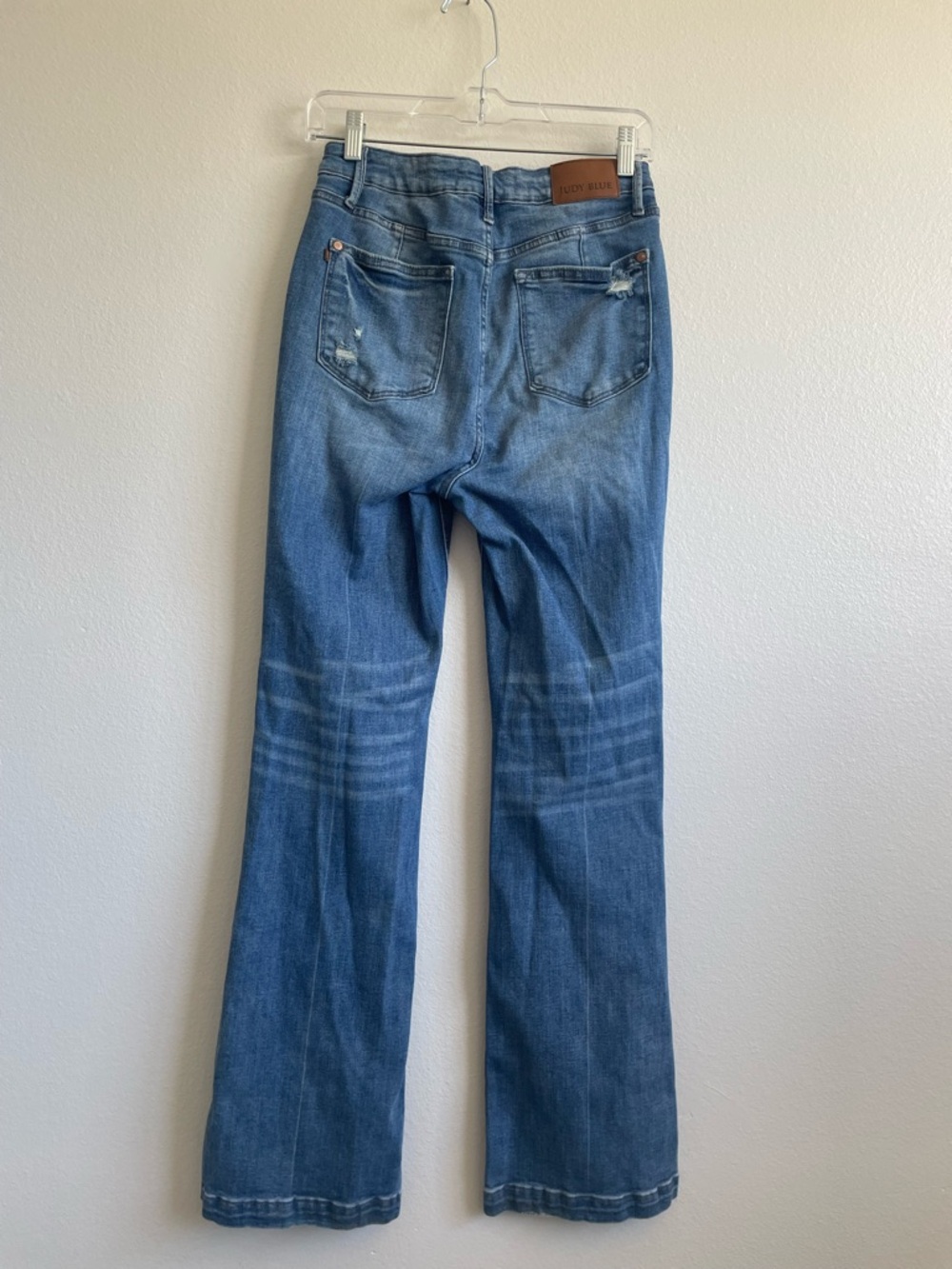 Judy Blue Women’s 7/28 Flare Jeans Medium Wash Stretch Denim Side Slit - Picture 9 of 12